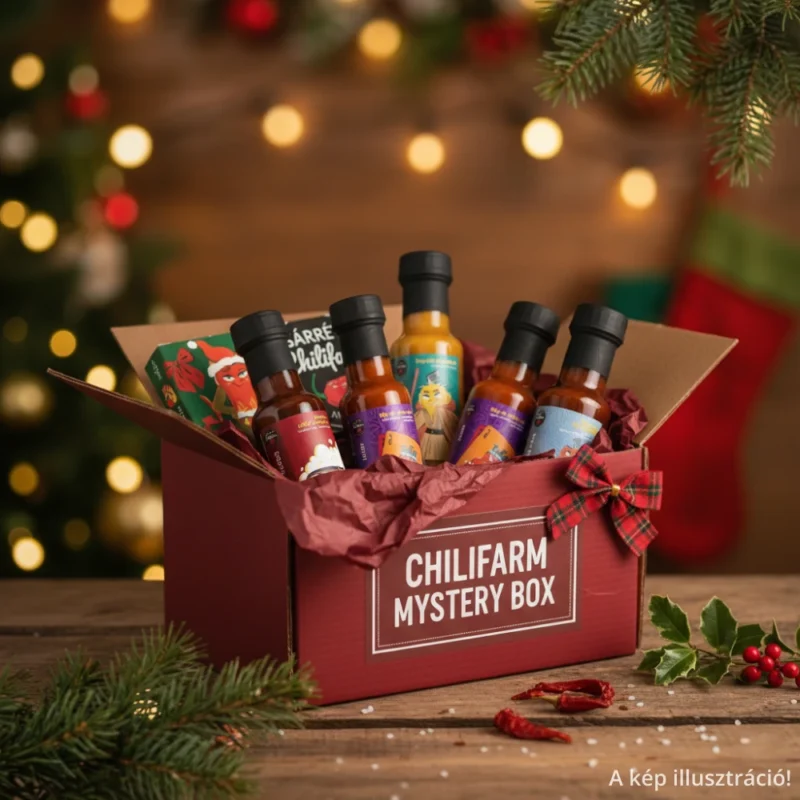 Mystery box chili szószok és snackek dobozban