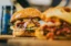 Házi hamburger tálalva chilis savanyúsággal