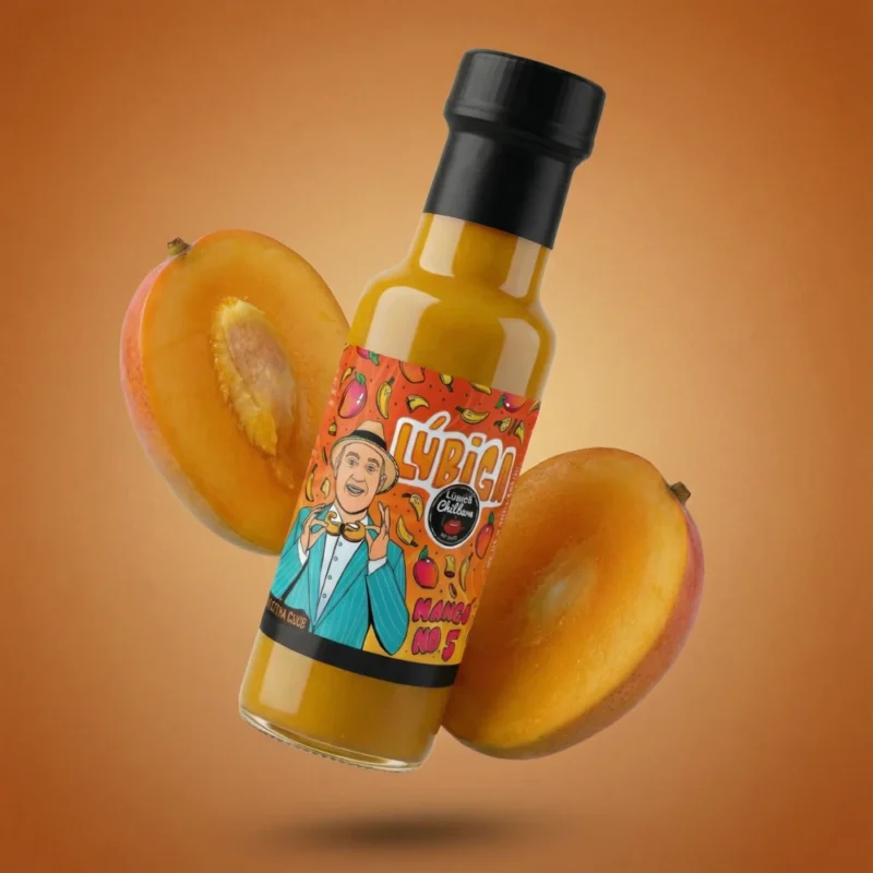 Mangós chili szósz üvegben a Sárréti ChiliFarmtól