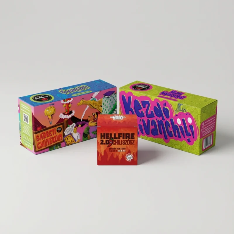 Prémium chili csomag ajándékcsomagolásban, válogatott prémium chili termékekkel